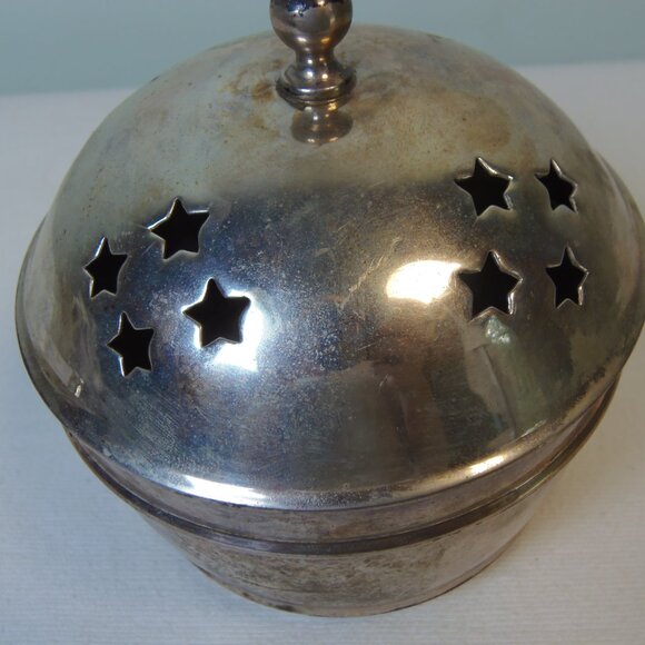 VTG Silver Plated Lidded Decorative Bowl for Trinkets Potpourri or Incense BoHo - Picture 4 of 6